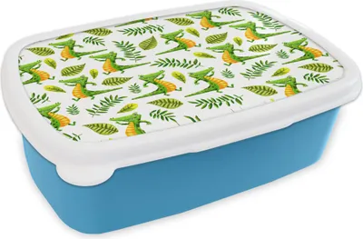 Produktbild von KitchenYeah® Lunchbox Brotzeit Brotdose 17x11 cm Krokodil - Dschungel - Design - Kind Kinder Brotzeitdose - Lunch - Kunststoff  - Brotbüchse - Sandwichbox - Lunchbox für Kinder