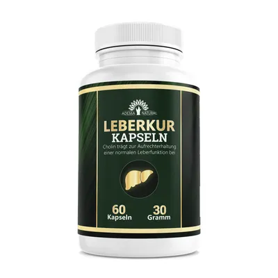 Produktbild von Adema Natural® Leberkur Kapsel – Entgiftungskur – Immunsystem stärken – mit Cholin – Lebergesundheit – Leber Kapseln – Unterstützung der Leberfunktion
