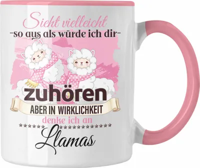 Produktbild von Trendation - Llama Geschenk Tasse Alpaka Liebhaber Geschenkidee Lustiger Spruch (Rosa)