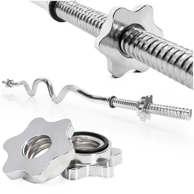 Productafbeelding van Actiget®  Curlstang | Halterstang | Barbell | Chroomstaal | Verbogen | 120 cm | 25 mm | 2 Klemmen