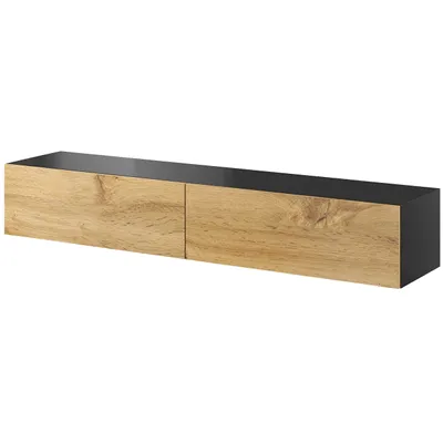 Produktbild von TV Lowboard 180 GOVI VG1G schwarz / eiche wotan
