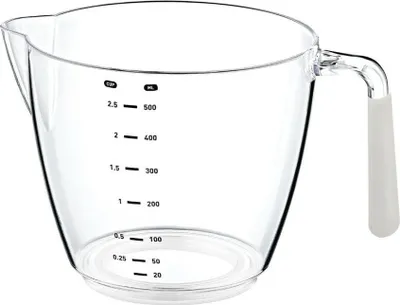 Zdjęcie produktu dla OKYANUS | Dzbanek z miarką 0.5L - Przezroczysty - Ze skalą i antypoślizgowym uchwytem - Idealny do kuchni