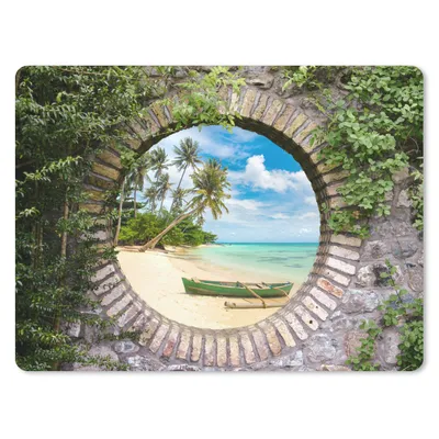 Produktbild von MuchoWow® Mauspad Mousepad Strand - Palme - Aussicht - Kanu 40x30 cm - Mousepads - Maus Mat - Pad - Mausunterlage - Anti Rutsch