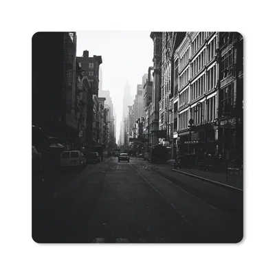 Produktbild von MuchoWow® Mauspad Mousepad Autofahrt durch eine ruhige Straße in New York in schwarz-weiß 30x30 cm - Mousepads - Maus Mat - Pad - Mausunterlage - Gaming