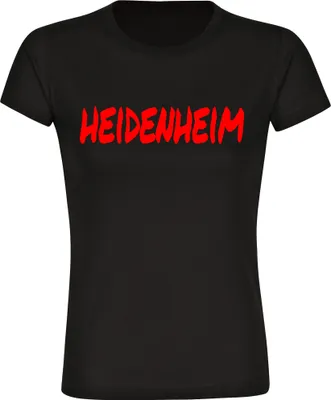 Produktbild von multifanshop Damen T-Shirt - Heidenheim - Textmarker, schwarz, Größe S