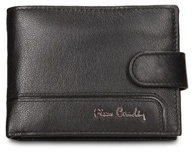 Image de Portefeuille pour homme Pierre Cardin, en cuir véritable, noir, avec bouton-pression