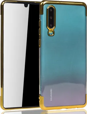 Image de Coque de protection pour Huawei P30, couleur or, transparente, en TPU silicone