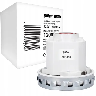 A product shot of a Sillar SIL1458 power supply unit and its packaging.