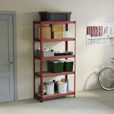 Productafbeelding van Opslagrek 5 planken, 875 kg, rood, voor garage