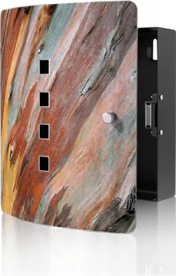 Zdjęcie produktu dla banjado Design skrzynka na klucze ze stali nierdzewnej na 10 kluczy, szafka na klucze o wymiarach 24 x 21,5 x 7 cm z zamkiem magnetycznym, Kolorowe drewno [BWSK 10434]