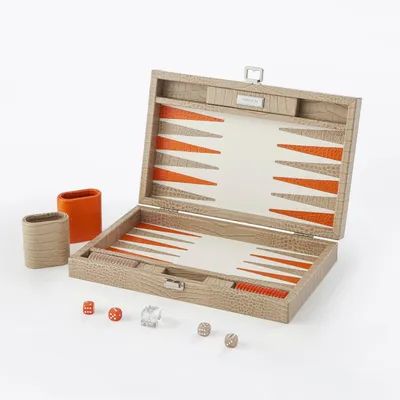 Produktbild von Backgammon – Mittel BACKGAMMON Leder Sandbeige 38cm