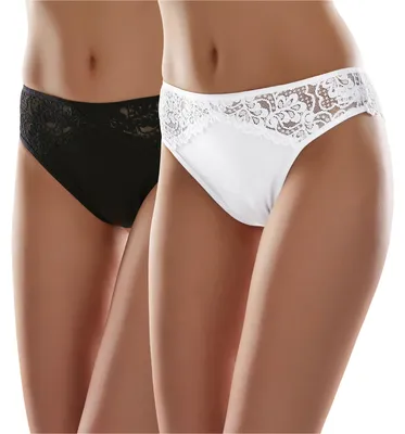 Produktbild von Merry Style Damen String Tanga Brazilian mit Spitze MSGAB45 ((2Pack) Schwarz/Weiß, 38 (Herstellergröße: M))