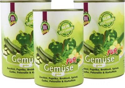 Produktbild von 3 x 410 g - Schecker Nassfutter - 100% Gemüse PUR - grün - getreidefrei - kalorierenarm - Diätfutter