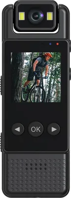 Obrázek produktu pro Tělová kamera s 1,3" displejem a funkcí nahrávání zvuku a videa – přenosná malá videokamera s otočným objektivem o 180°, nositelný záznamník pro schůzky a cestování, 32 GB