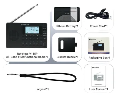 Zdjęcie produktu dla Przenośne radio, odbiór wielu pasm, wbudowany odtwarzacz MP3, model V115P