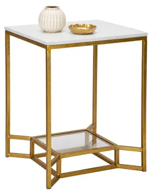 Produktbild von Atiu - Couchtisch, 47x47x60h cm Marmor Weiß, Marmor-Effekt Tischplatte