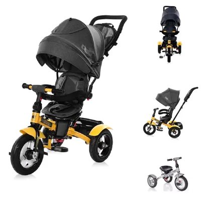 Produktbild von Lorelli Tricycle Neo 4 in 1 Luftreifen, Schiebestange, Sitz drehbar, verstellbar gelb