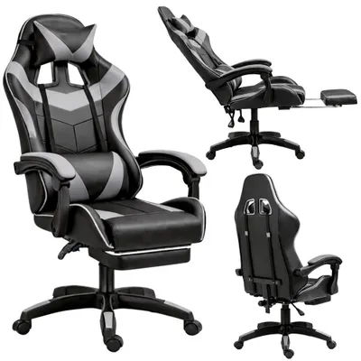 Productafbeelding van Gaming stoel, draaibaar, met voetsteun, zwart/grijs