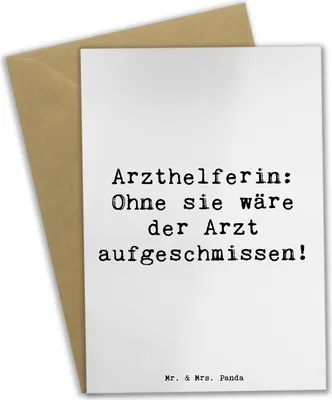 Produktbild von Mr. & Mrs. Panda Grußkarte Spruch Arzthelferin Herz - Weiß - Geschenk, einladungskarten, Berufe, weihnachtskarten, Berufsalltag, Anerkennung, Praxisorganisation, Beruf