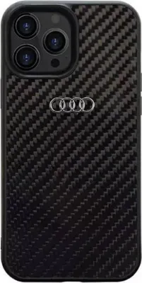 Produktbild von Audi iPhone 13 Pro Handyhülle aus Kohlefaser & langlebigem Thermopolyurethan, Schwarz, mit erhöhtem Randschutz