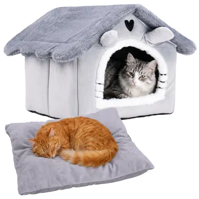 Immagine prodotto di Casetta per gatti in peluche, modello JASPER, colore grigio