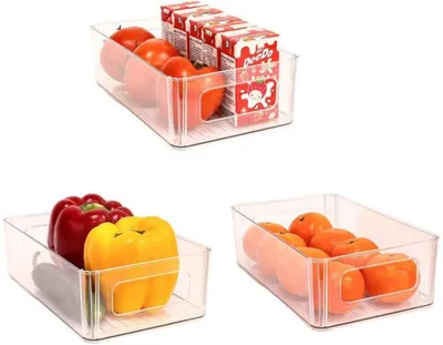 Obrázek produktu pro Stohovatelné průhledné úložné boxy® Unyqoos pro organizaci ledničky a kuchyně