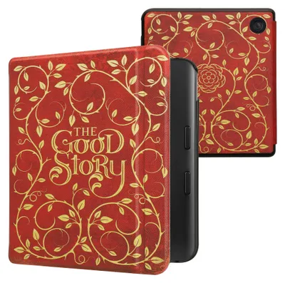 Produktbild von kwmobile Schutzhülle für Kobo Kobo Libra Colour / Tolino Vision Color Hülle - eReader Flip Case mit Auto Sleep Funktion - Buchcover Good Story mit