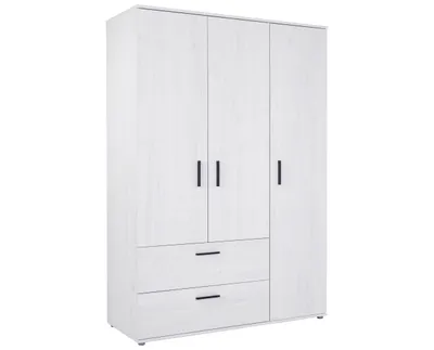 Produktbild von Kleiderschrank 3-türig 130x188 cm – Nordic Wood – mit Schubladen, Kleiderstange