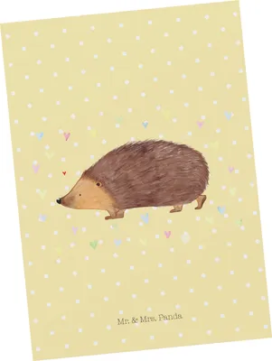 Produktbild von Mr. & Mrs. Panda Postkarte Igel Herzen - Gelb Pastell - Geschenk, Ansichtskarten, Vertrauen, Fotokarte, Lustige Sprüche, Postkarten, Ansichtskarte, Leben, Herz, Grußkarte