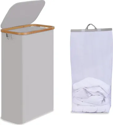 Immagine prodotto di Cesto portabiancheria piccolo 75L con coperchio - Grigio chiaro
