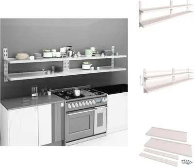 Produktbild von vidaXL 2-stufige Schwebende Wandregale 2 Stk. Edelstahl 300×30 cm - Wandregale