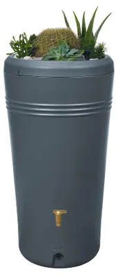 Immagine prodotto di 4rain AZURA 2in1 serbatoio per pioggia 230 litri grigio grafite incl. ciotola per piante