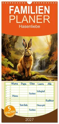 Produktbild von Familienplaner 2027 - Hasenliebe mit 5 Spalten (Wandkalender, 21 x 45 cm) CALVENDO