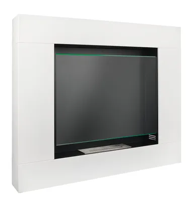 Immagine prodotto di Biocamino da pavimento Asne bianco con vetro di protezione 105 × 90 × 15 cm