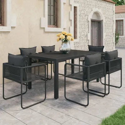 Image de Maison Exclusive - Ensemble de salon de jardin 7 pièces en rotin PVC noir