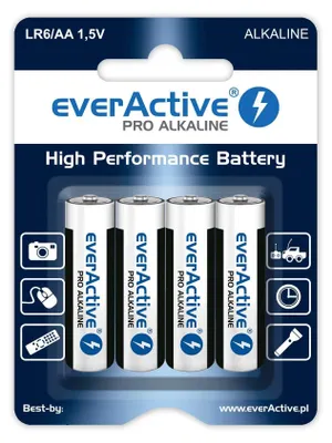 Produktbild von Alkaline Batterien everActive Pro Alkaline LR6 AA - Blisterverpackung 4 Stück