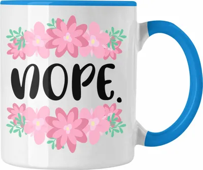 Produktbild von Trendation - Lustige Tasse Rosa - Nope - Spruch Kaffeetasse Geschenk Kollege Kollegin Mutter Freundin Geschenkidee (Blau)