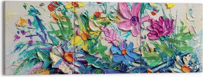 Produktbild von Bild auf Leinwand - Leinwandbild - 3 Teile - Blumen die Farben pastos - 150x50cm - Wand Bild - Wanddeko - Wandbilder - Leinwanddruck - Bilder - Wanddekoration - Leinwand bilder - CA150x50-4521