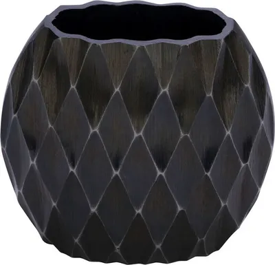 Produktbild von Aluminium Blumenvase schwarz - oval / 17 cm - Alu Tisch Deko Blumen Vase Metall