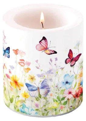 Imagen del producto de Ambiente: Mariposas. Vela Stumpenkerze, dimensiones: 10 x 10 cm