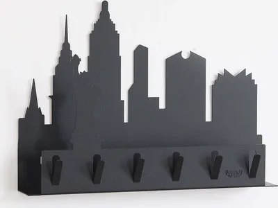 Produktbild von New York - Schlüsselhalter Schwarz, 5 Haken, Wandmontage -  Italy