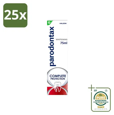 Zdjęcie produktu dla 25 sztuk pasty do zębów Parodontax Complete Protection Whitening – 75 ml – zestaw ekonomiczny