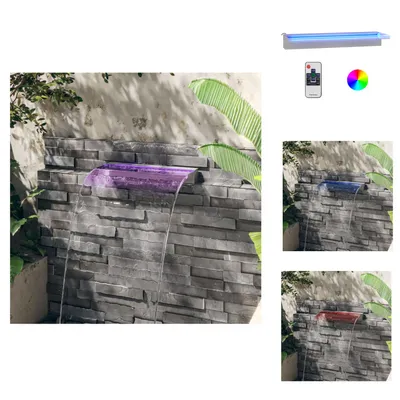 Produktbild von vidaXL Wasserfall-Element mit RGB LEDs Edelstahl 60 cm - Brunnen & Wasserfälle