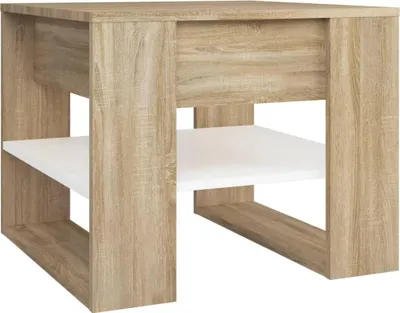 Produktbild von vidaXL Couchtisch Weiß Sonoma-Eiche 55,5x55x45 cm Holzwerkstoff