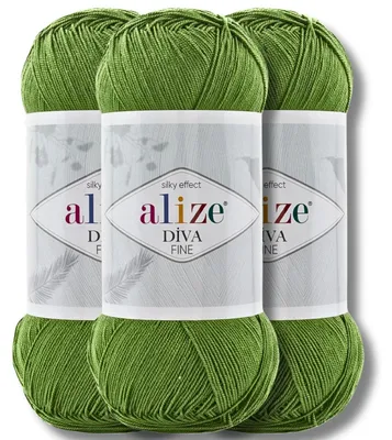 Immagine prodotto di Alize 3x 100g Diva Fine, filato di lana, tinta unita, adatto per uncinetto e maglia (210)