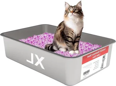 Produktbild von Edelstahl Katzenklo Extra Groß für große Katzen leicht zu reinigen