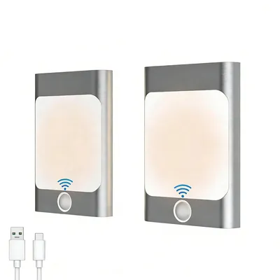Produktbild von 2 Stück Wandleuchte Innen Mit Bewegungsmelder, 2200mAh USB Wiederaufladbar Nachtlicht, LED Akku Wandlampe Mit Batterie, Wandleuchten Aluminium Für Korridor, Sensor für das Gestänge