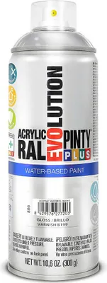 Obrázek produktu pro Barva ve spreji PINTYPLUS EVO vodní báze 400ml B199 bezbarvý lak lesklý
