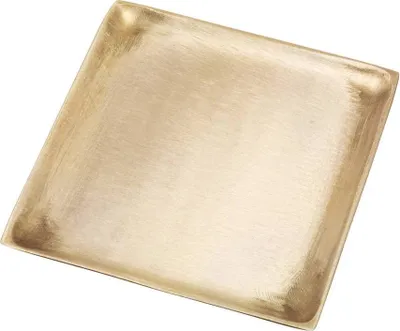Produktbild von Teller Viereckig 11x11cm Messing Massiv Gold Matt Kerzenteller Untersetzer 4163