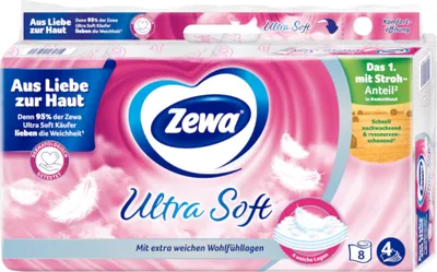 Zdjęcie produktu dla Zewa Ultra Soft papier toaletowy z miłości do skóry 8x150 arkuszy